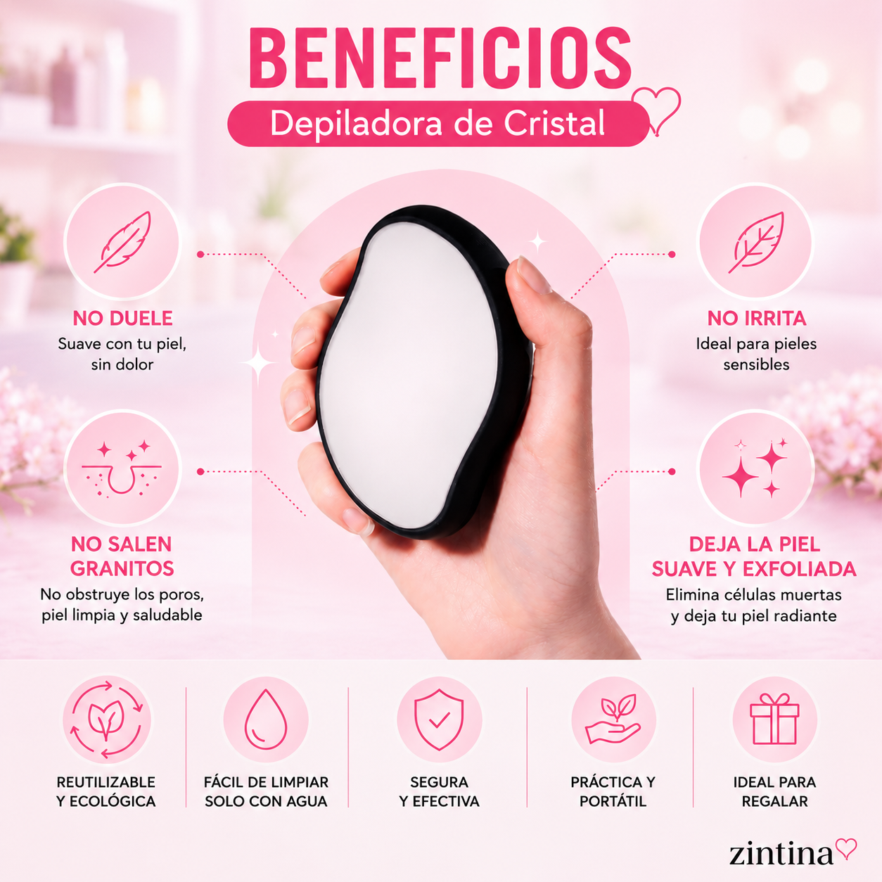 Depiladora indolora con efecto exfoliante