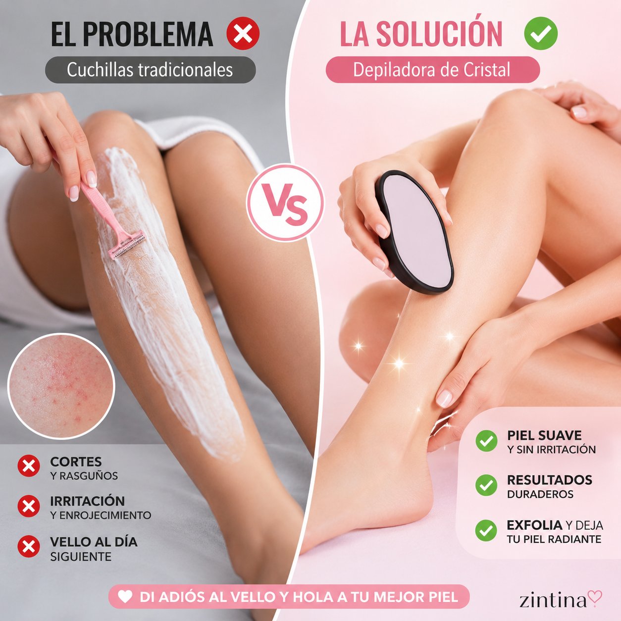 Depiladora indolora con efecto exfoliante
